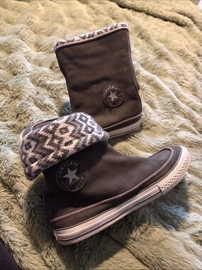 Converse Gray Fold-Over Knit Cuff Casual Boots